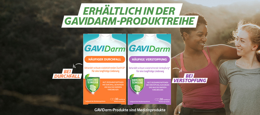Schachtel mit GAVIDarm Häufige Verstopfung Kapseln. 30 Kapseln. Medizinprodukt. Mit Kapseln.